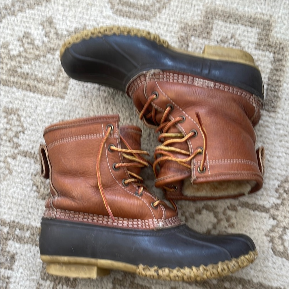 L.L. Bean Brown Leather with Black Rubber Winter Boots - Picture 2 of 9